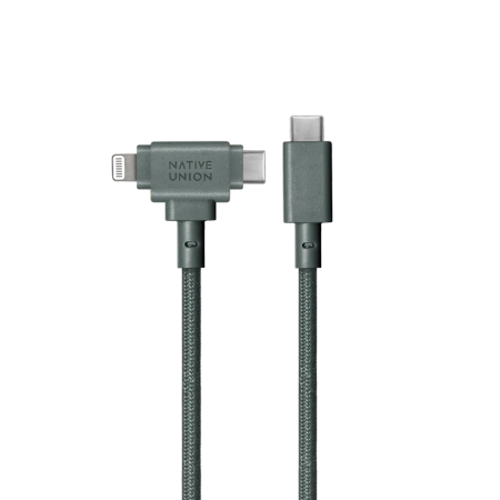 Kabel Native Union Belt Cable Duo USB-C / USB-C + Lightning 1.5m (slate green)