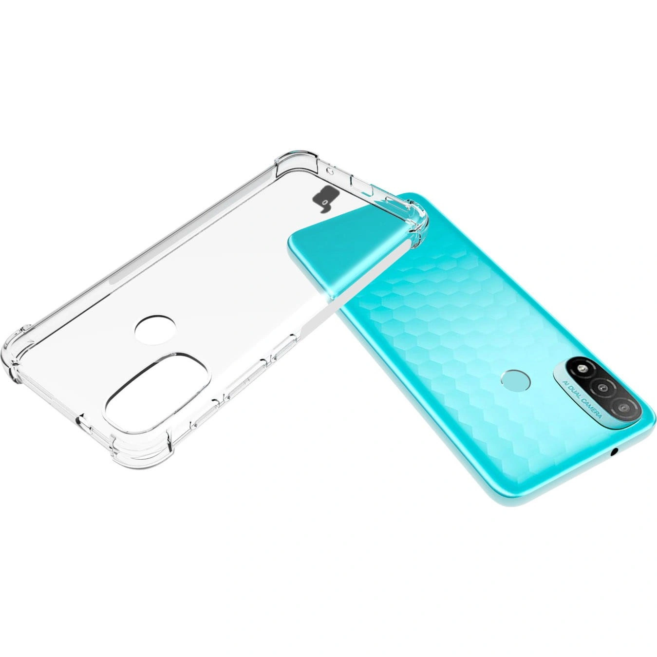 Bizon Case Clear Pack case + 2x screen glass + lens glass Moto E20 clear