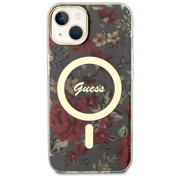 Guess GUHMP14MHCFWSA Apple iPhone 14 Plus khaki hardcase Flower MagSafe