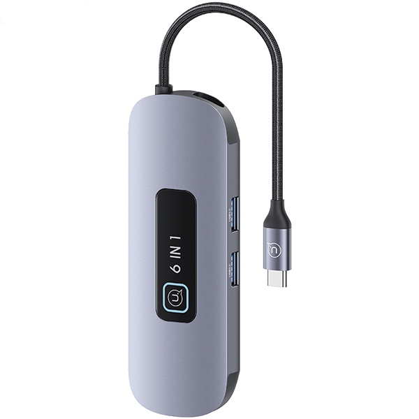 USAMS US-SJ642 HUB 6w1 USB-C / 2xUSB-A 3.0,TF,SD,USB-C,HDMI PD100W tarnish