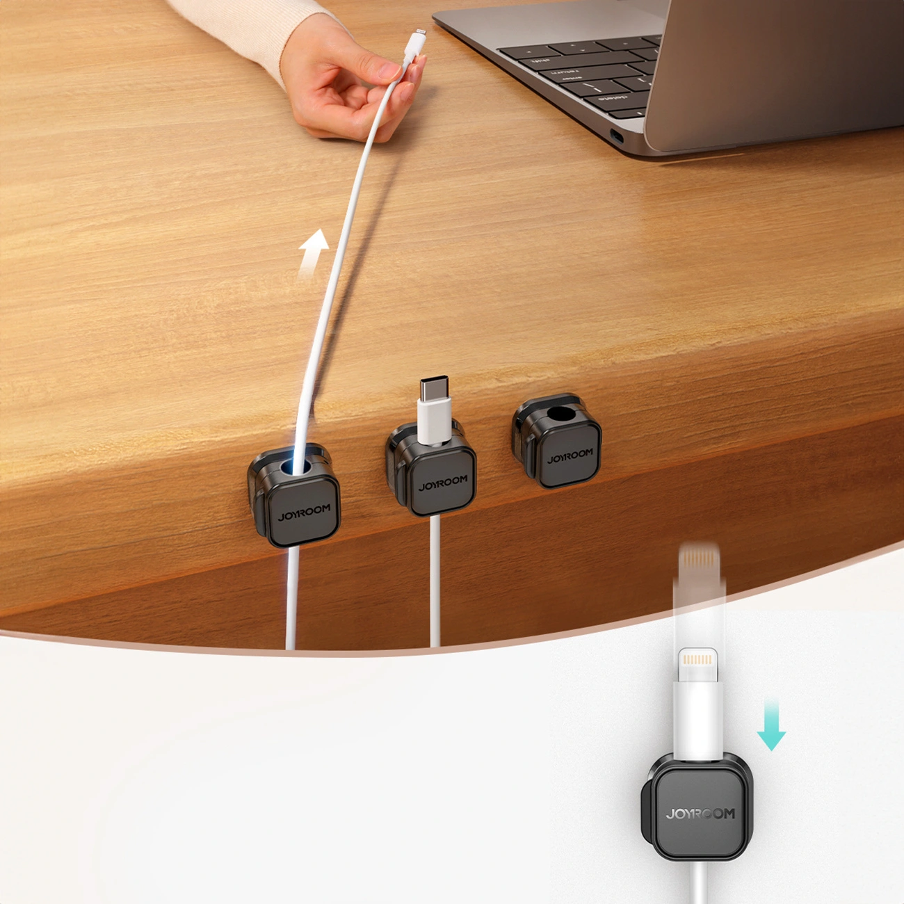 Joyroom cable organiser JR-ZS368 magnetic black (6 pcs.)