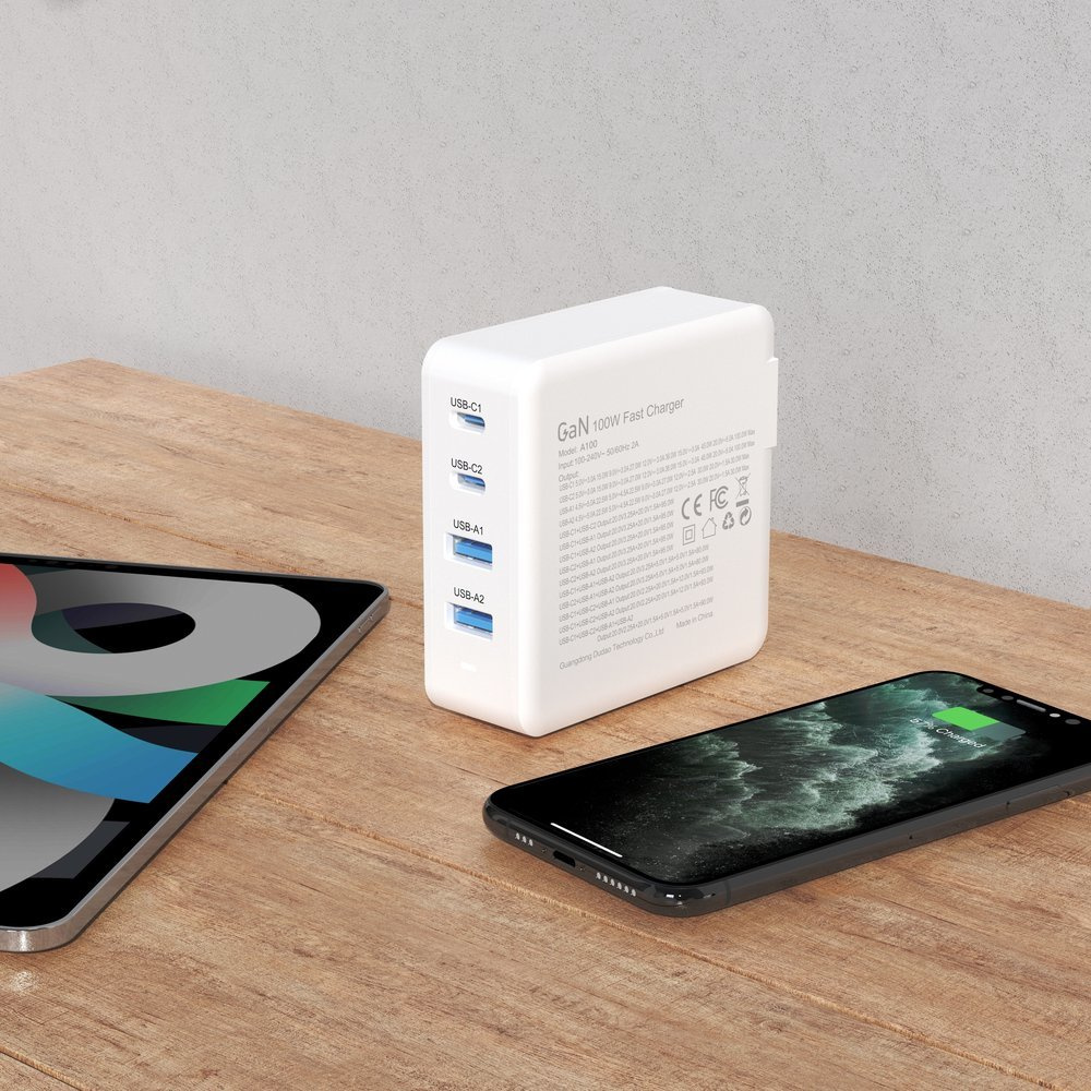 Dudao A100EU GaN 100W 2xUSB-C / 2xUSB-A wall charger white