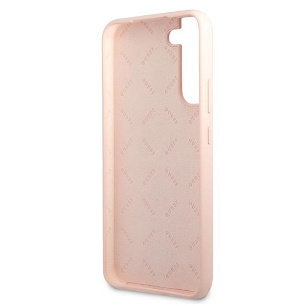 Guess GUHCS22MLSLMGPP Samsung Galaxy S22+ Plus pink hardcase Silicone Script Metal Logo