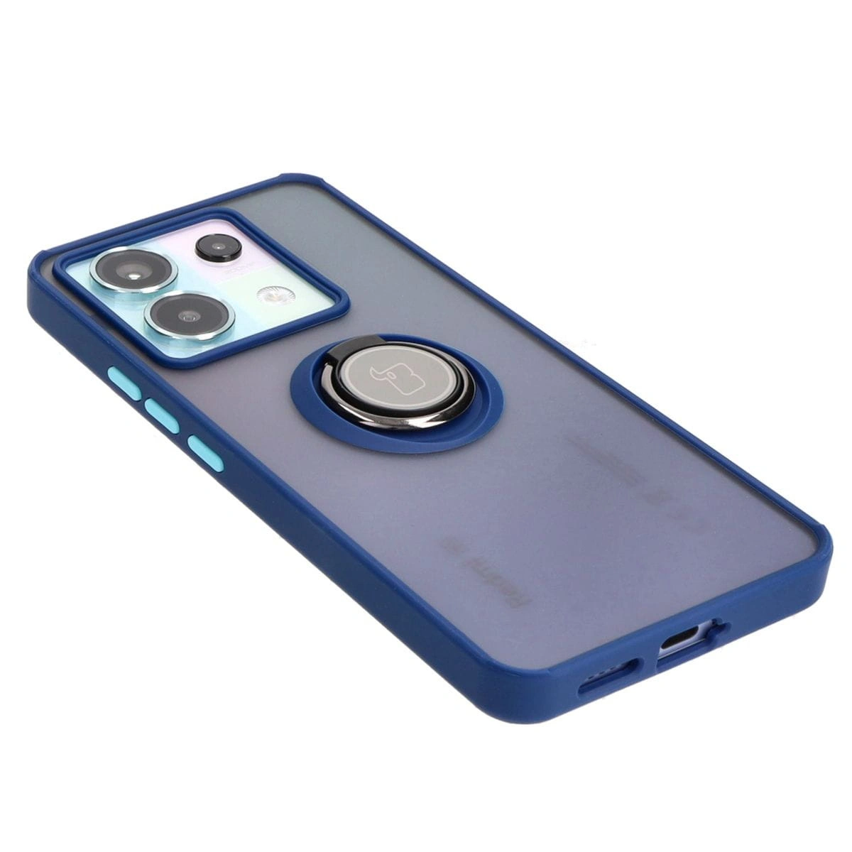 Bizon Case Hybrid Ring Xiaomi Poco X6 / Xiaomi Redmi Note 13 Pro 5G smoky with a navy blue frame