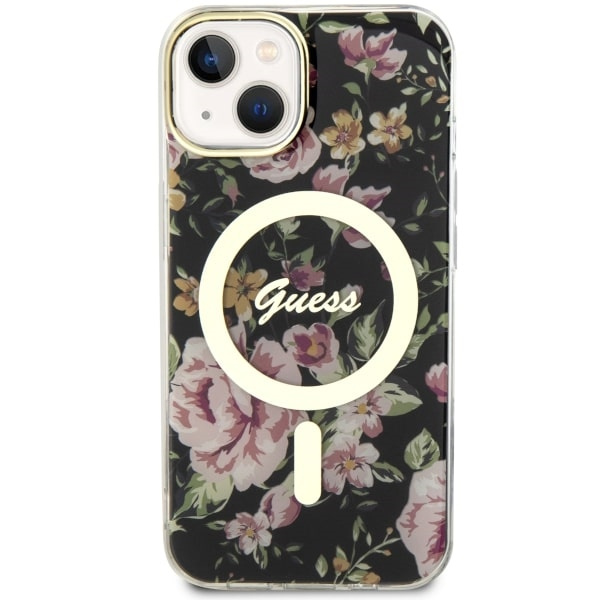 Guess GUHMP14MHCFWSK Apple iPhone 14 Plus black hardcase Flower MagSafe