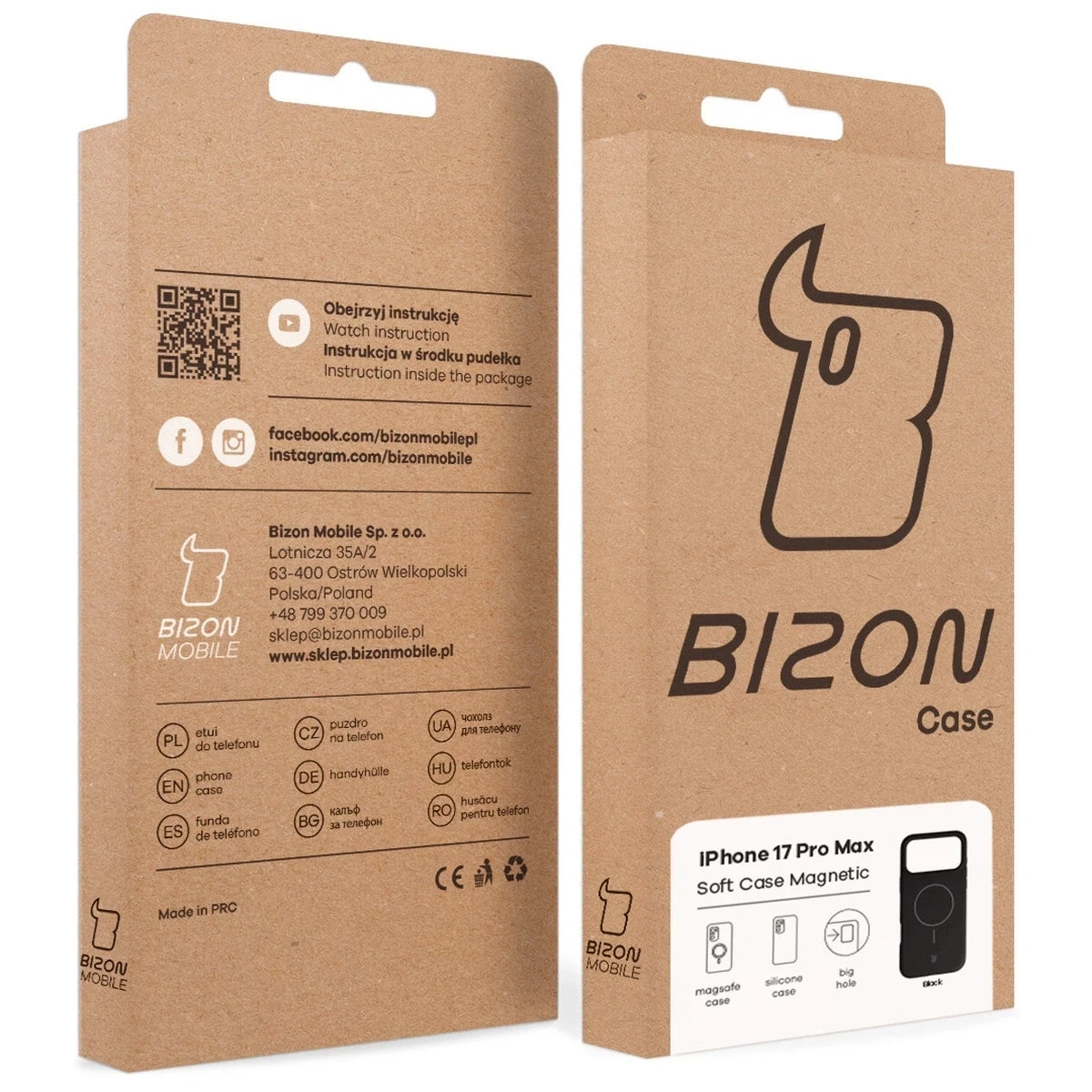 Silikonowe etui z pierścieniem magnetycznym Bizon Soft Case Magnetic do Apple iPhone 17 Pro Max czarne