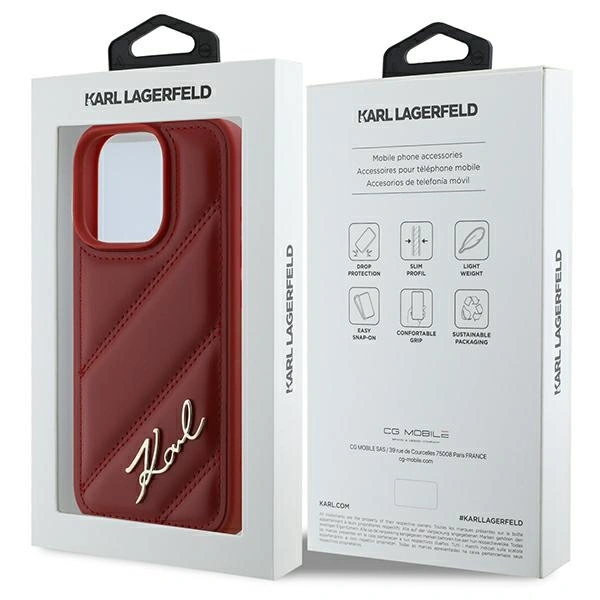 Karl Lagerfeld KLHCP16LPQDSMGR Apple iPhone 16 Pro hardcase Quilted Signature red