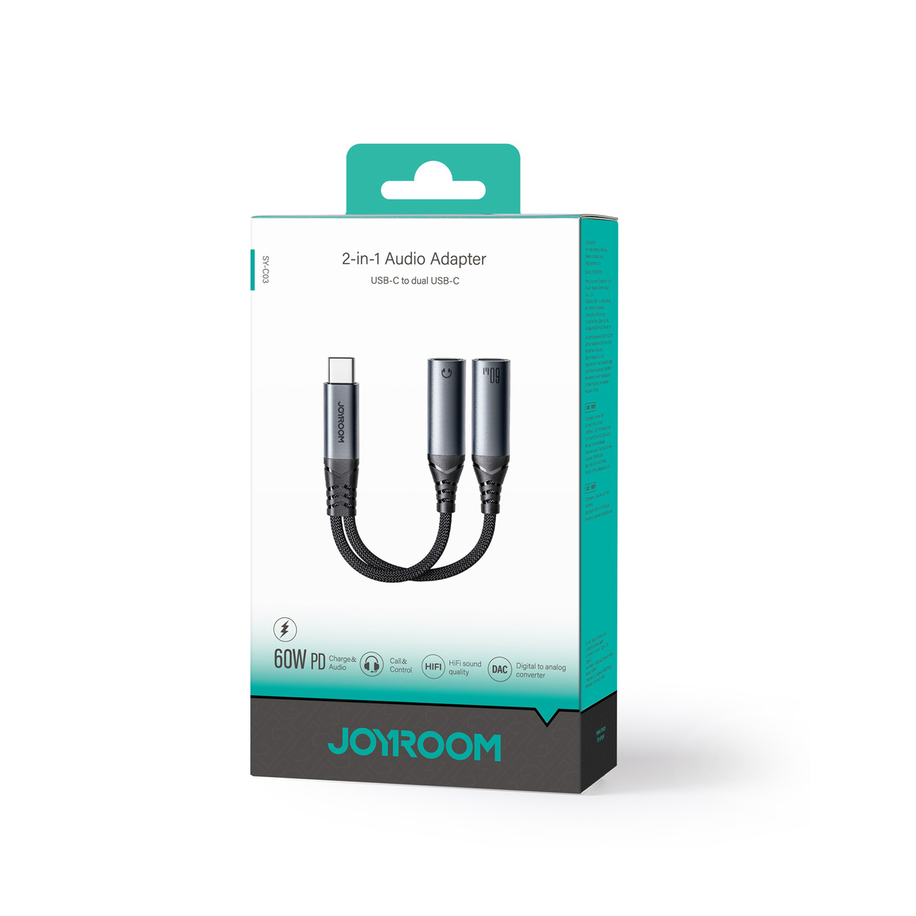 Joyroom SY-C03 DAC adapter 2in1 USB-C / 2xUSB-C black