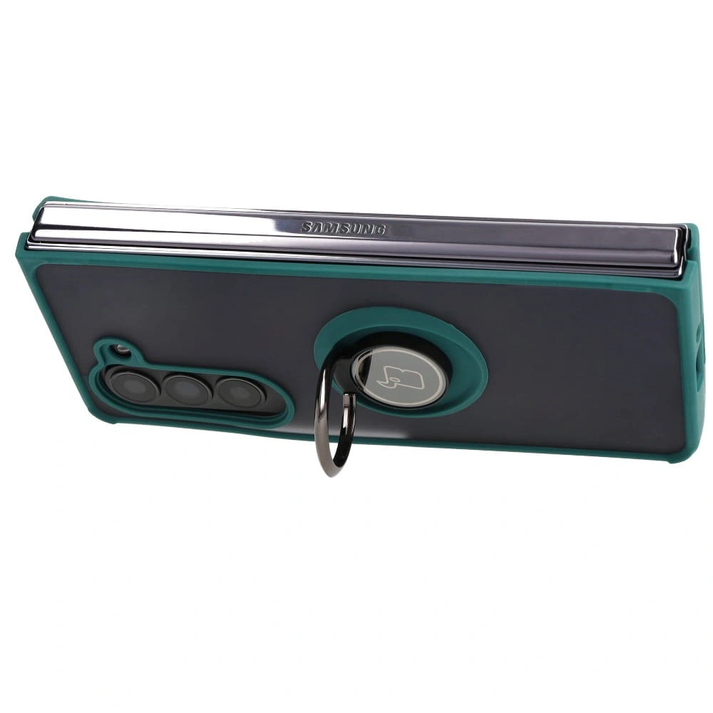Bizon Case Hybrid Ring Samsung Galaxy Z Fold5 smoky with a dark green frame
