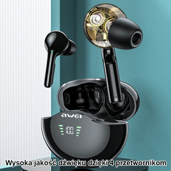 AWEI słuchawki Bluetooth 5.1 T12P TWS + stacja dokująca black