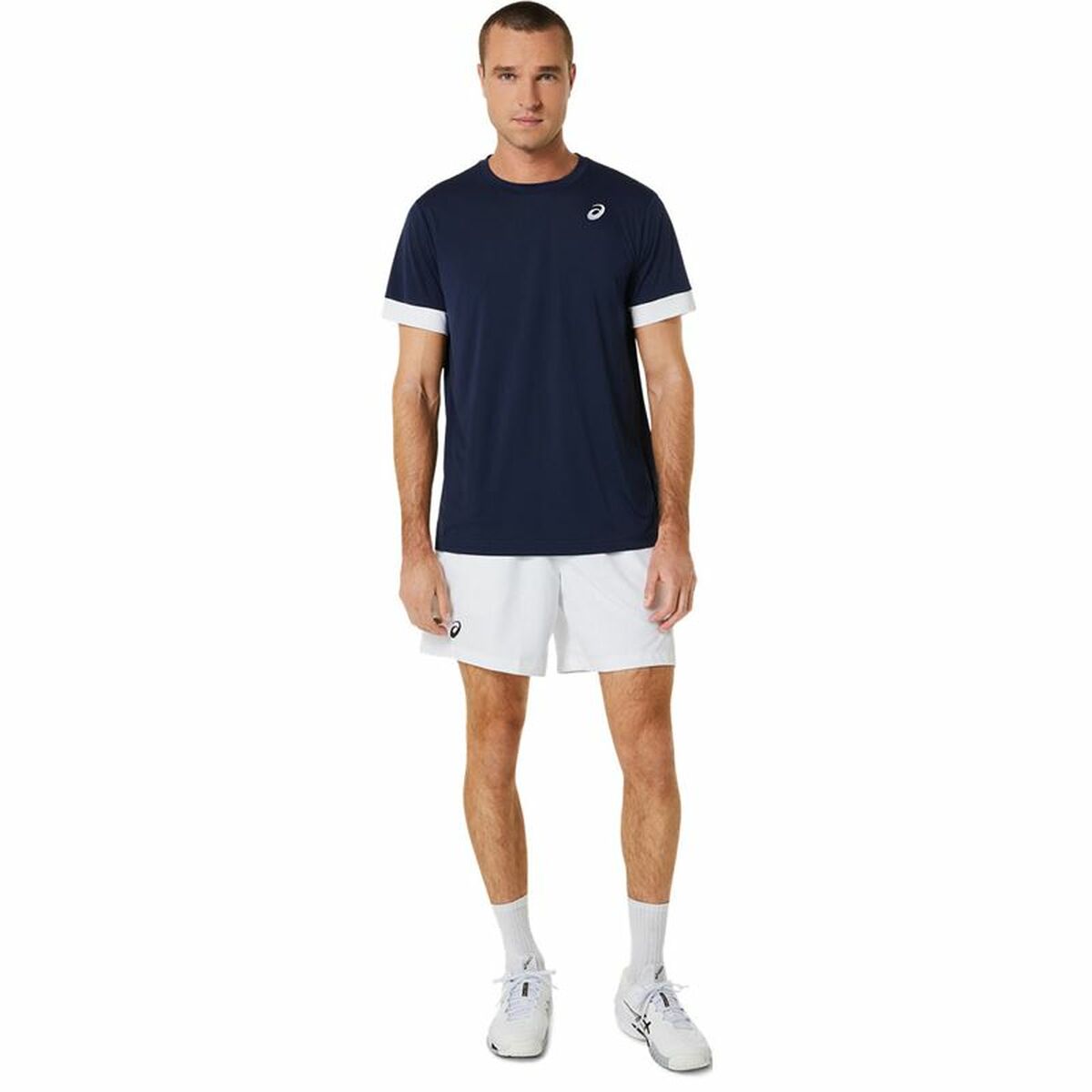 Short-sleeve Sports T-shirt Asics Court Navy Blue Tennis