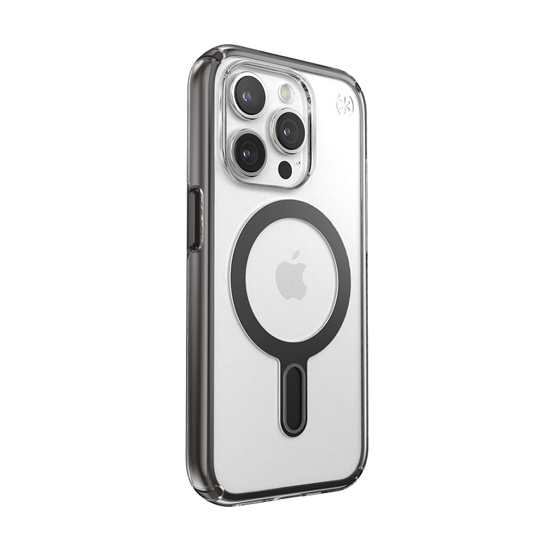 Speck Presidio Perfect-Clear ClickLock MagSafe Apple iPhone 15 Pro (Clear/Frosted Black/Slate Grey)