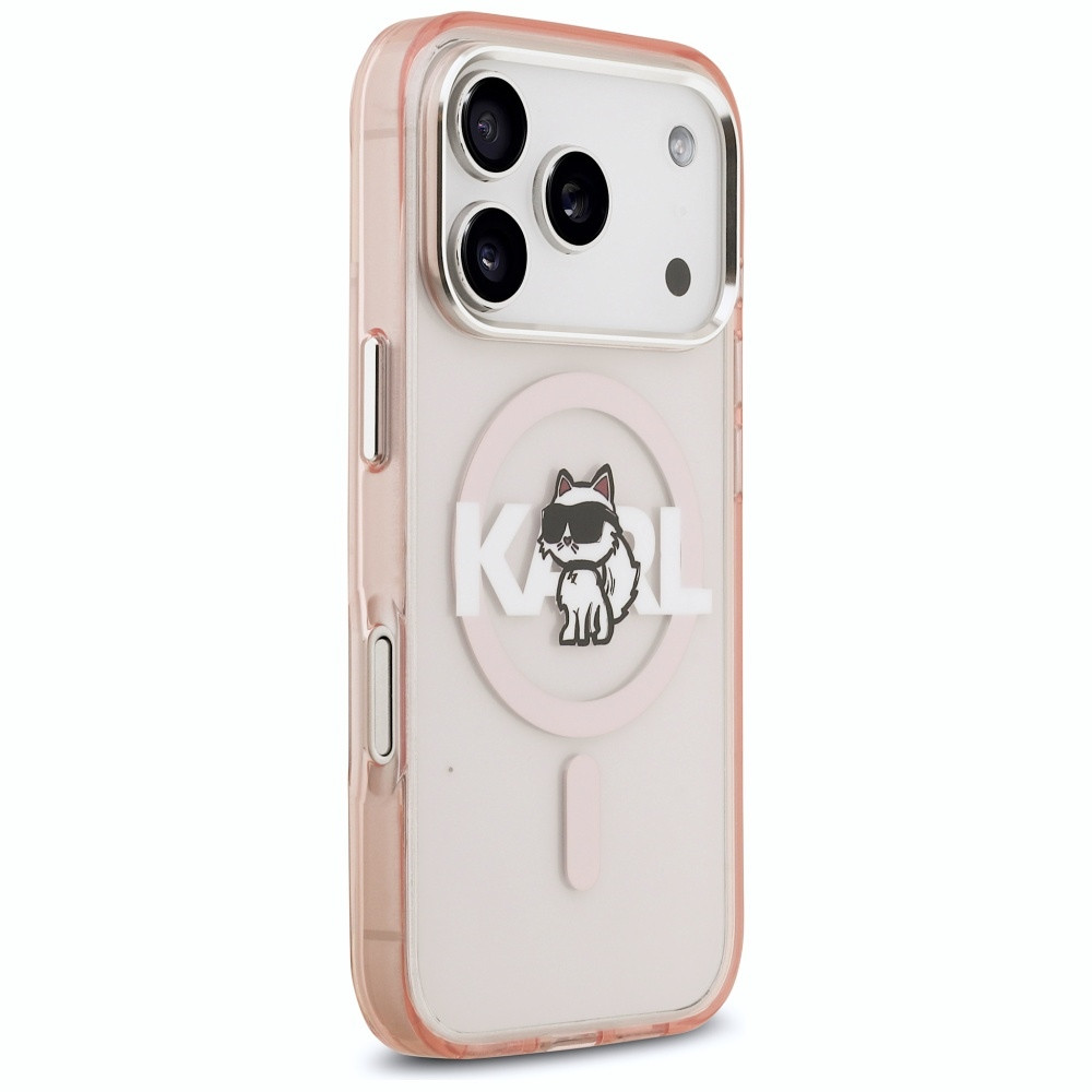 Etui Karl Lagerfeld IML Choupette Sketch Logo MagSafe do Apple iPhone 17 Pro różowy
