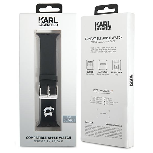 Karl Lagerfeld KLAWMSLCNK Apple Watch 4/5/6/7/SE/8/9 40/41mm strap 3D Rubber Choupette Heads black