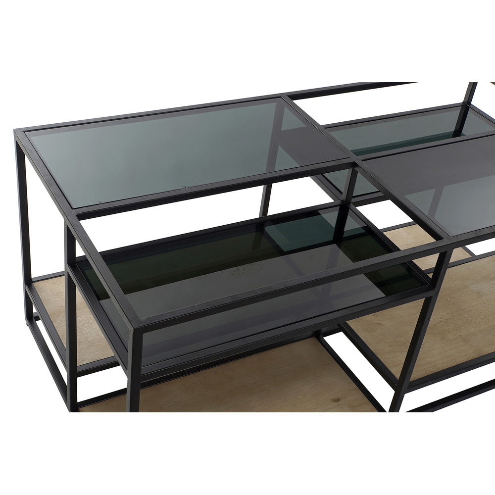 Side table DKD Home Decor 8424001787234 Black Multicolour Natural Wood Metal Mirror 120 x 60 x 50 cm