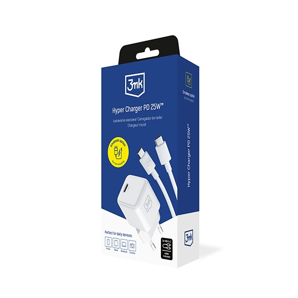 3MK Hyper Charger PD 25W white + USB-C / USB-C cable