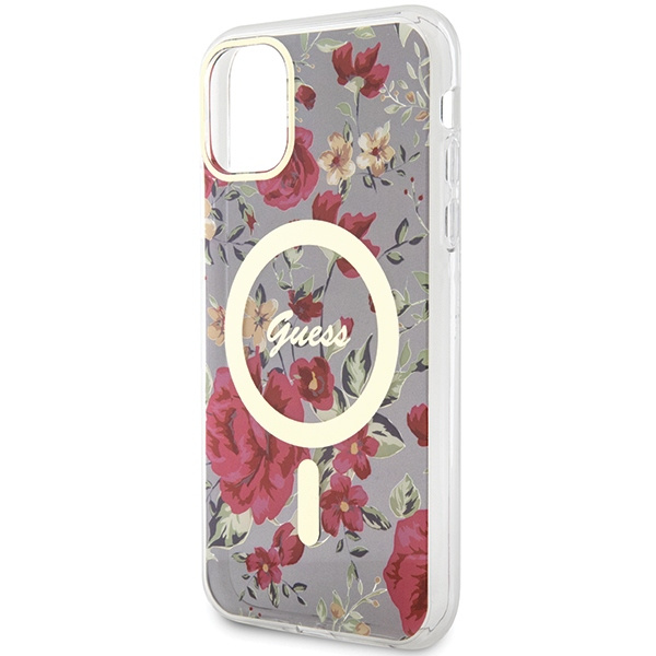 Guess GUHMN61HCFWSA Apple iPhone 11/XR khaki hardcase Flower MagSafe