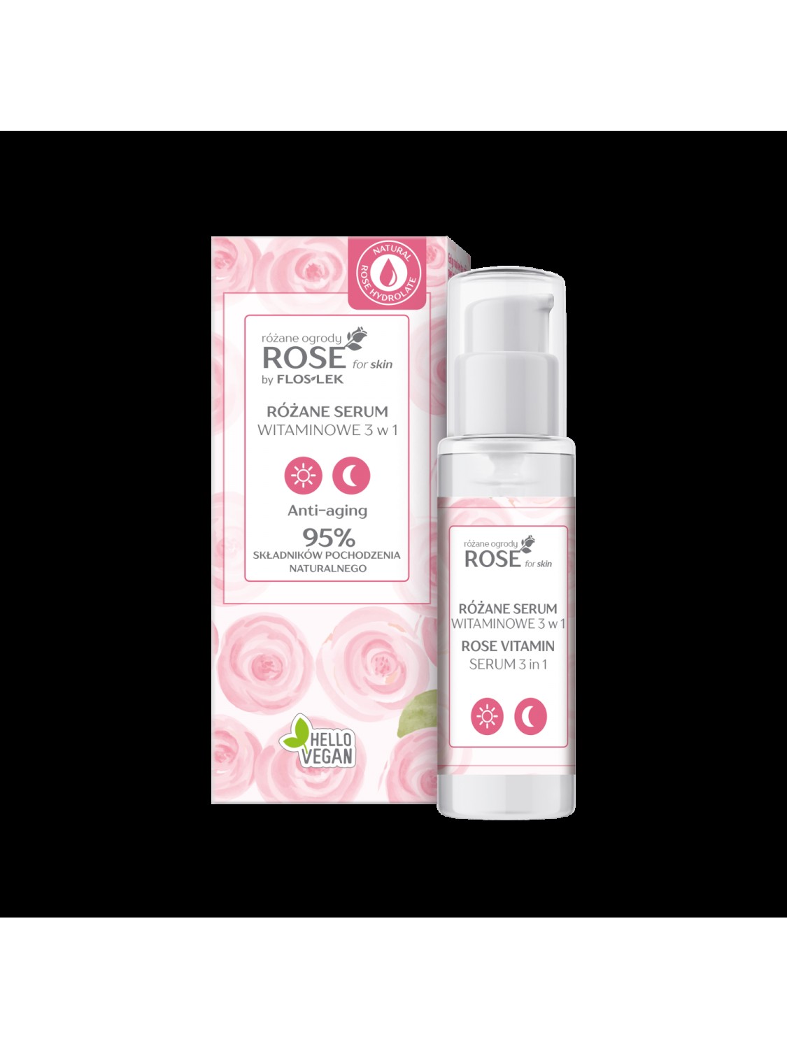 Floslek ROSE FOR SKIN Różane ogrody® Różane serum witaminowe 3 w 1 30 ml