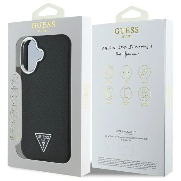 Guess GUHMP16MPGTSPSK Apple iPhone 16 Plus hardcase Grained Triangle MagSafe black
