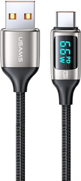 USAMS Nylon Cable U78 USB-C 1.2m LED 6A Fast Charging white SJ544USB02 (US-SJ544)