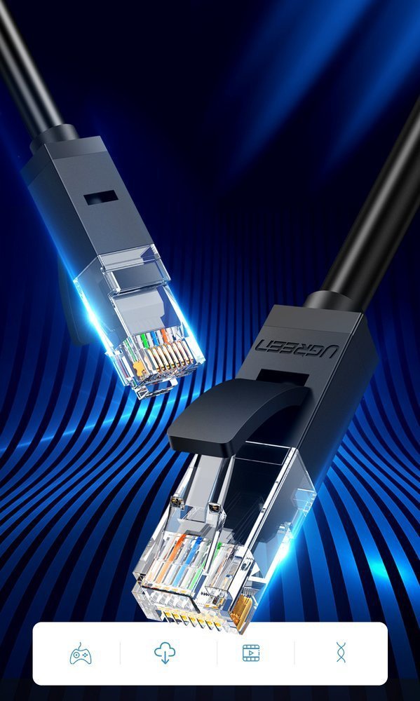 Ugreen Ethernet patchcord cable RJ45 Cat 6 UTP 1000Mbps 20m black (20166)