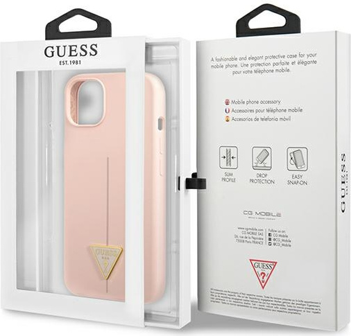 Guess GUHCP13SSLTGP Apple iPhone 13 mini pink hardcase Silicone Triangle