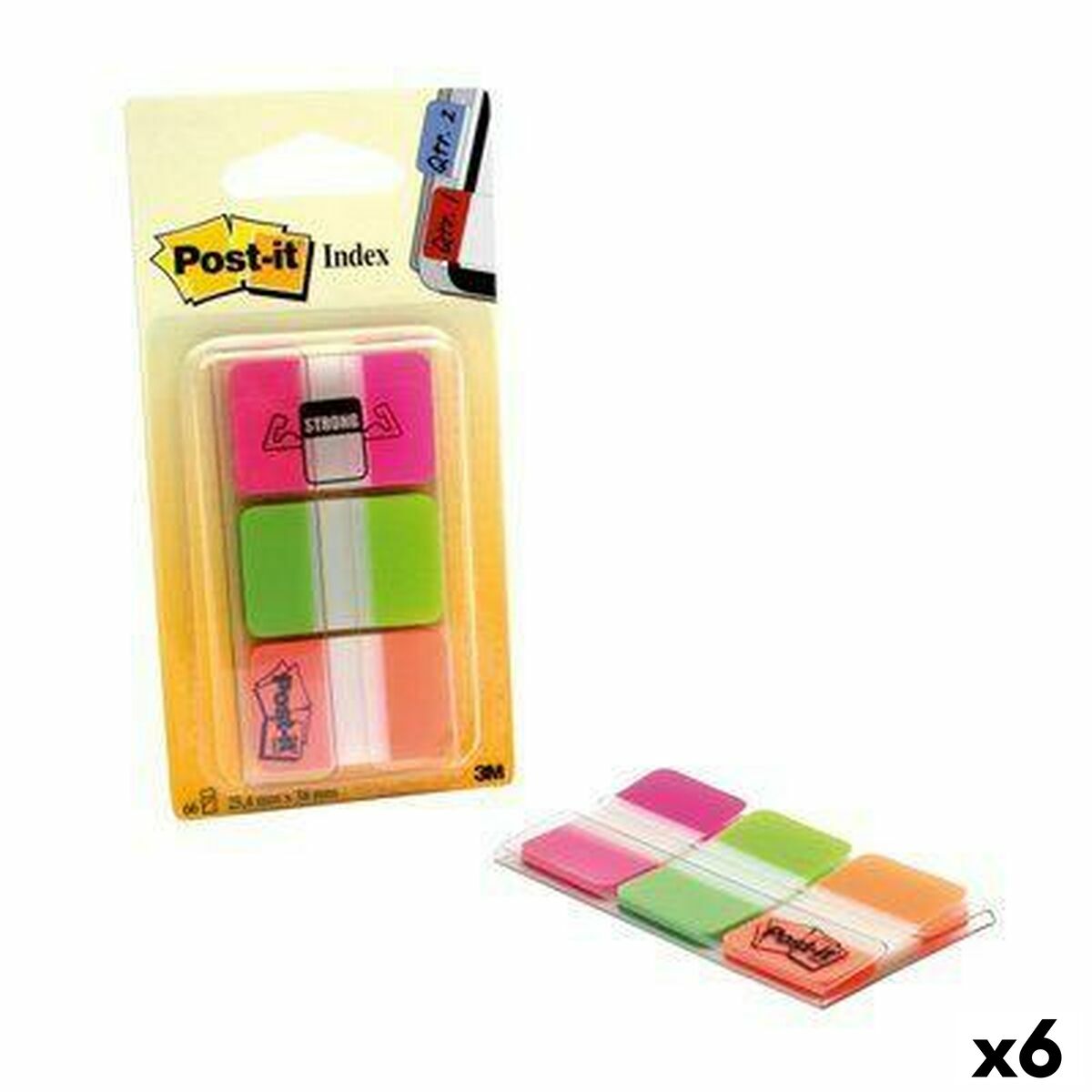 Zestaw karteczek samoprzylepnych Post-it Index 25 x 38 mm Wielokolorowy 66 Kartki (6 Sztuk)