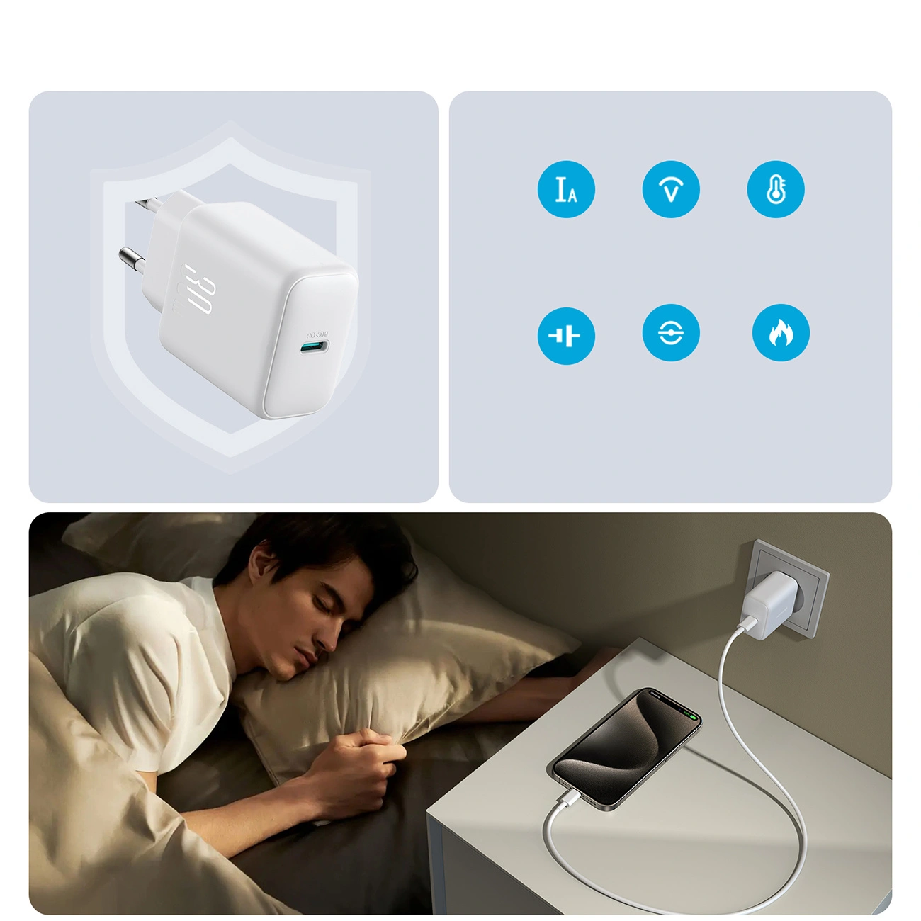 Joyroom JR-TCF24 wall charger USB-C PD 30W QC SFC white