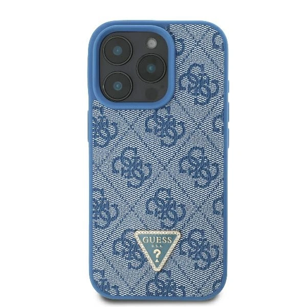 Case Guess GUHCP16LP4TDSCPB Apple iPhone 16 Pro hardcase Leather Metal Logo Strass Crossbody blue