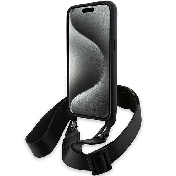 BMW BMHCP15L23PSVTK Apple iPhone 15 Pro hardcase M Edition Carbon Tricolor Lines & Strap black