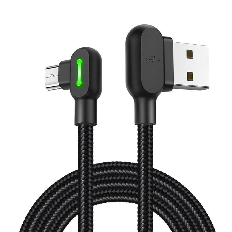 Mcdodo CA-5280 USB-A/microUSB Angle cable LED, 3m (black)