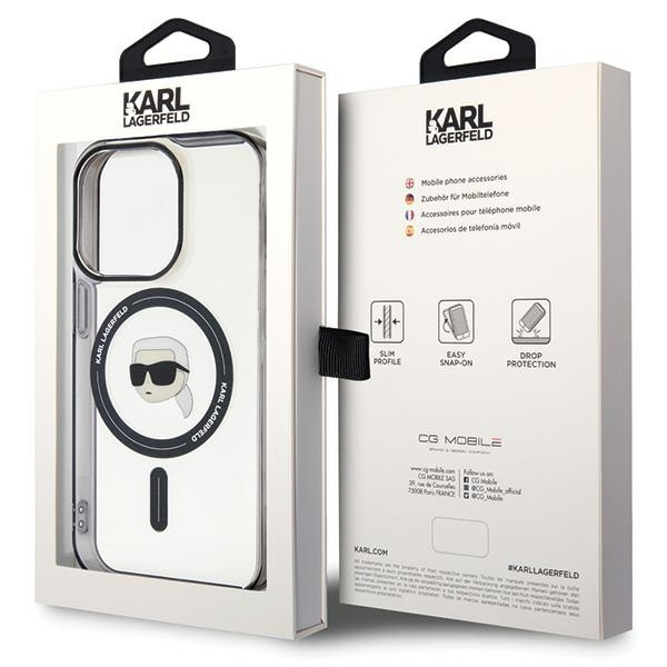 Karl Lagerfeld KLHMP15LHKHNOTK Apple iPhone 15 Pro hardcase IML Karl`s Head MagSafe transparent