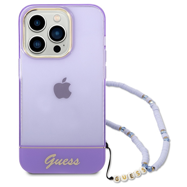 Guess GUHCP14XHGCOHU Apple iPhone 14 Pro Max purple hardcase Translucent Pearl Strap