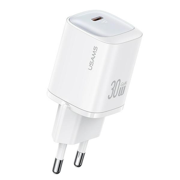 USAMS CC251 wall charger USB-C 30W GaN Fast Charging HC Series white