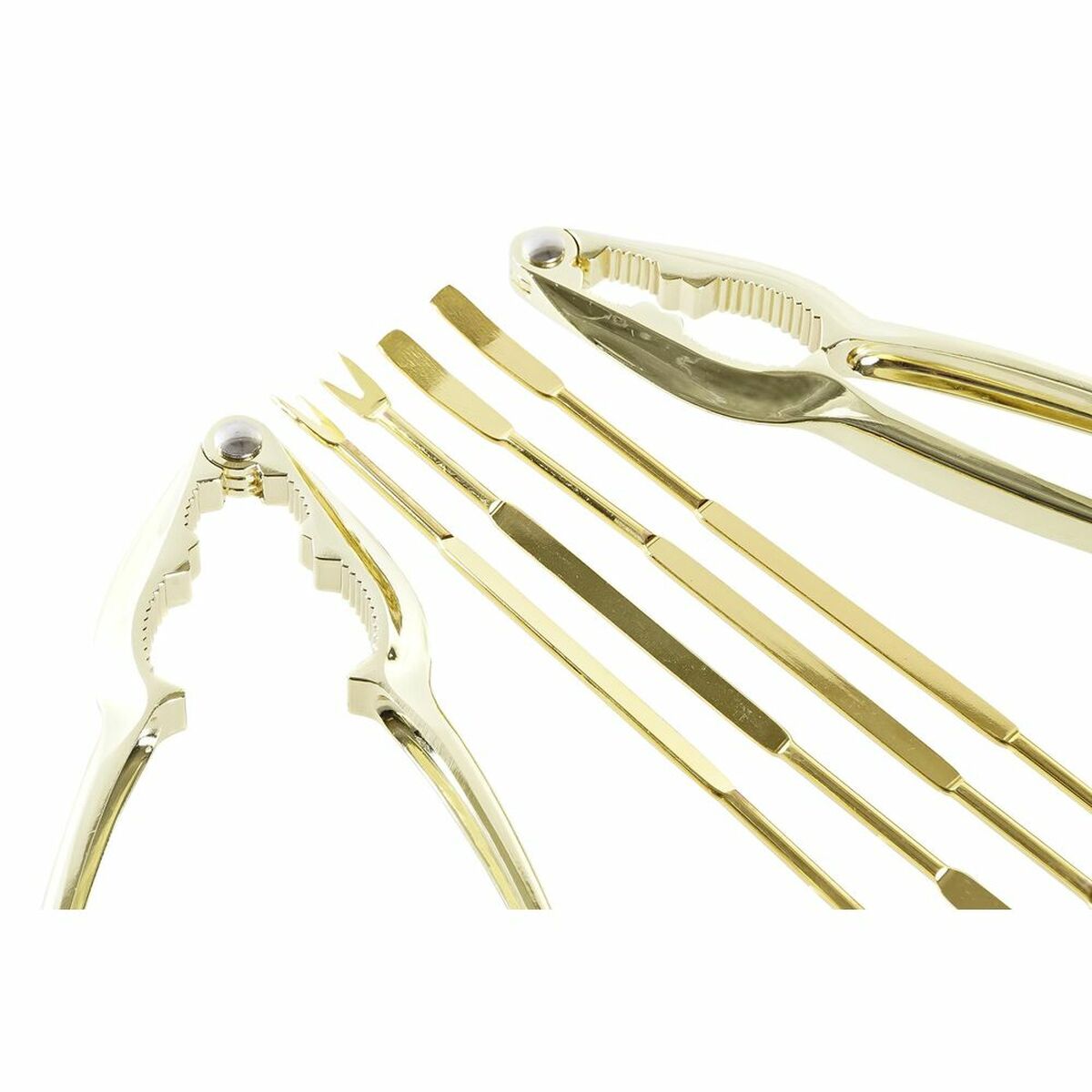 Seafood Set DKD Home Decor Golden 3 x 3 x 15 cm Stainless steel 8 Pieces