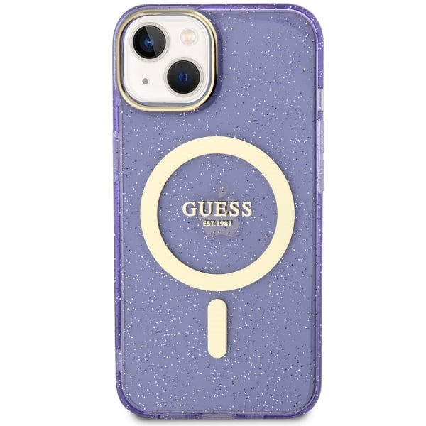Guess GUHMP14MHCMCGU Apple iPhone 14 Plus purple hardcase Glitter Gold MagSafe