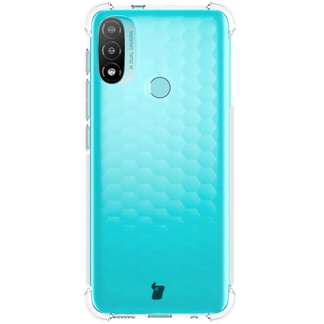 Bizon Case Clear Pack case + 2x screen glass + lens glass Moto E20 clear