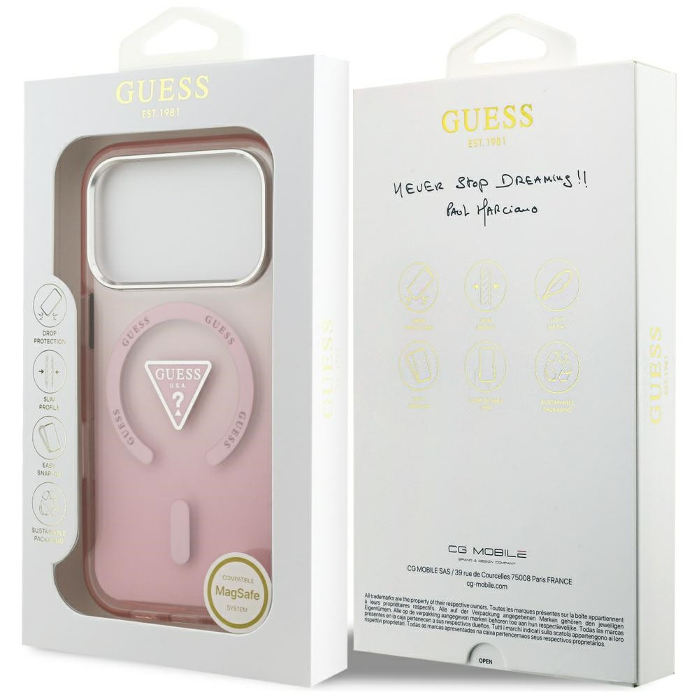 Etui Guess IML Gradient Triangle Logo MagSafe do Apple iPhone 17 Pro różowy