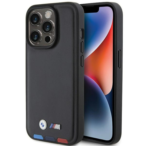BMW BMHCP15L22PTDK Apple iPhone 15 Pro Leather Stamp Tricolor black