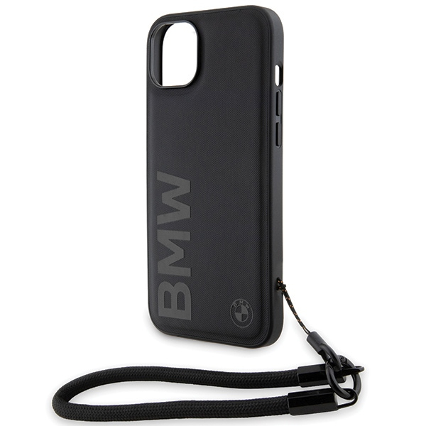 BMW BMHCP15M23RMRLK Apple iPhone 15 Plus / 14 Plus hardcase Signature Leather Wordmark Cord black