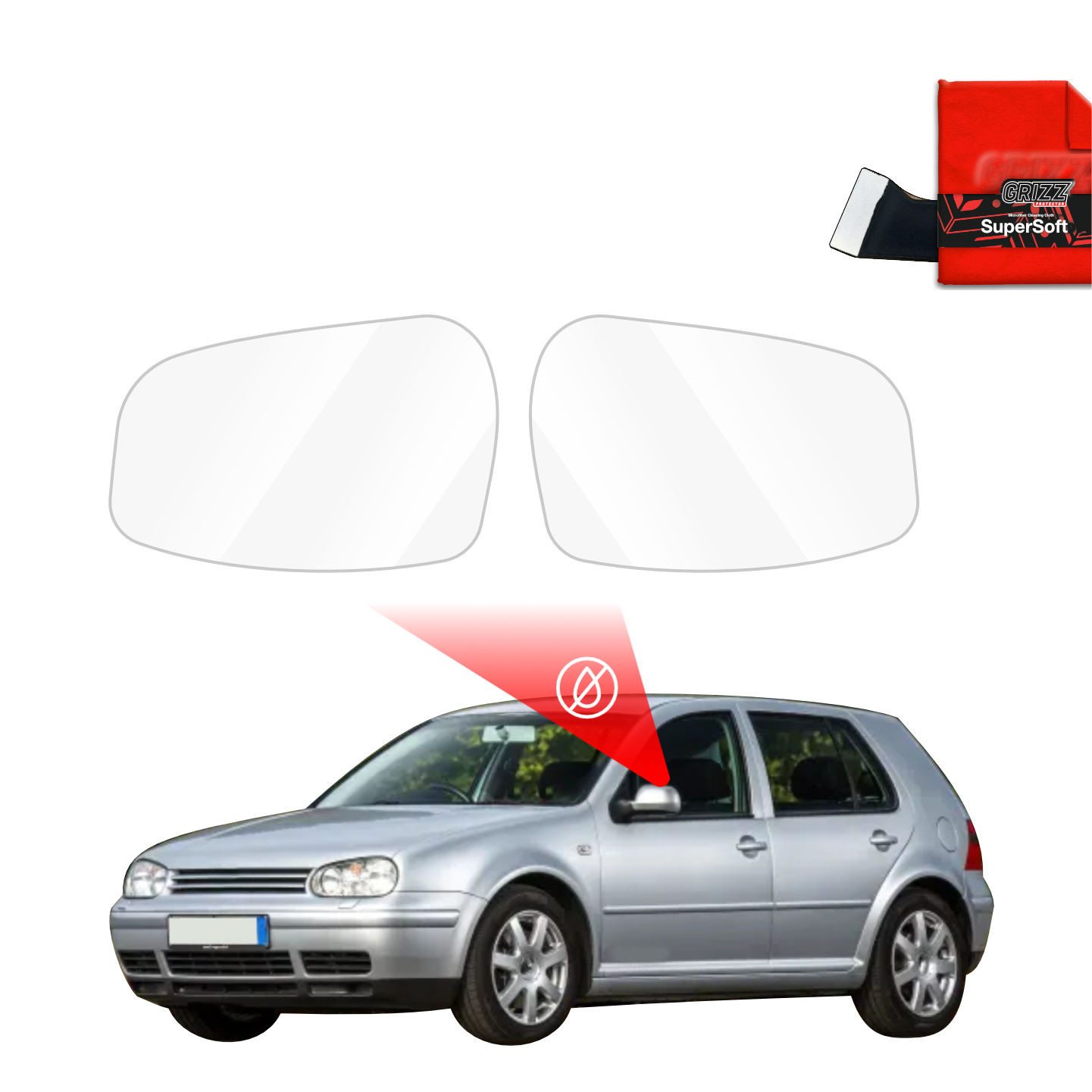 Folia przeciwdeszczowa na lusterka GrizzGlass ZeroDrop do Volkswagen Golf 4 hatchback 5D (1997-2003)