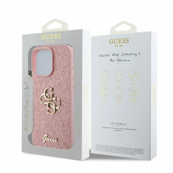 Case Guess GUHCP16XHG4SGP Apple iPhone 16 Pro Max hardcase Fixed Glitter Big 4G pink
