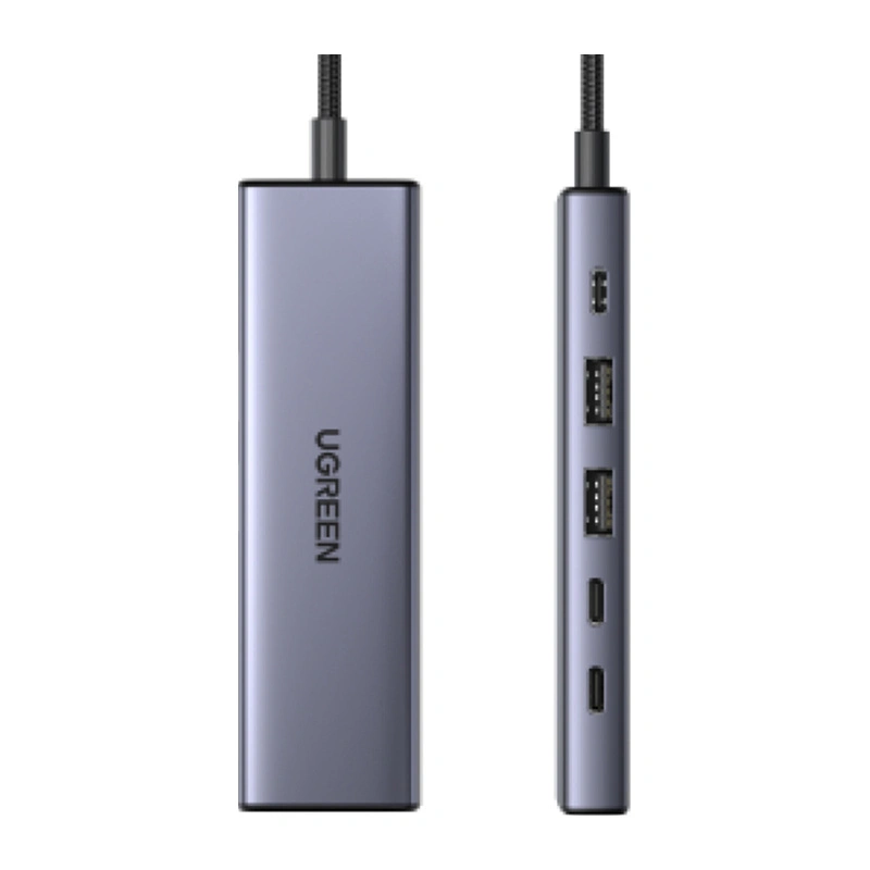 Hub / adapter USB-C 6w1 UGREEN CM511 USB-C do 2x USB DisplayPort 4K 60Hz 2x USB-C PD 100W