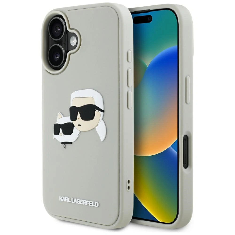 Karl Lagerfeld HC 3D Rubber Double Heads Apple iPhone 16 beige