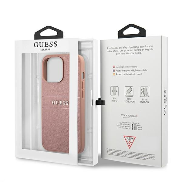 Guess GUHCP13XPSASBPI Apple iPhone 13 Pro Max pink hardcase Saffiano Stripe