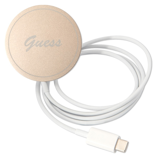 Guess GUBPP12MH4EACSW Case + Wireless Charger Apple iPhone 12/12 Pro brown hard case 4G Print MagSafe