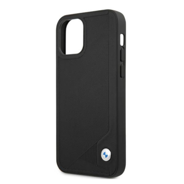 BMW BMHCP12LRCDPK Apple iPhone 12 Pro Max black hardcase Leather Deboss
