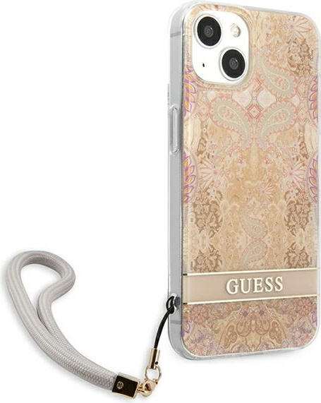 Guess GUHCP13SHFLSD Apple iPhone 13 mini gold hardcase Flower Strap