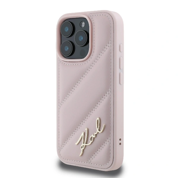 Case Karl Lagerfeld KLHCP16LPQDSMGP Apple iPhone 16 Pro hardcase Quilted Signature pink