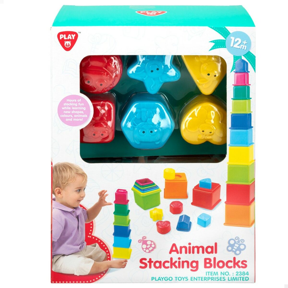 Stacking Blocks PlayGo 10,5 x 9 x 10,5 cm 16 Pieces 4 Units